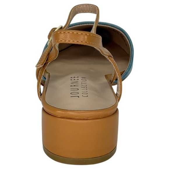 Journee Collection Brynn Blue/Tan Faux Leather Womens Flats Size 8.5M - Picture 4 of 12